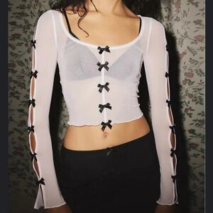 Kimchi‎ Blue Coquette Pink Crop Top  Whimsy Twee Balletcore Bows Soft Girl XS